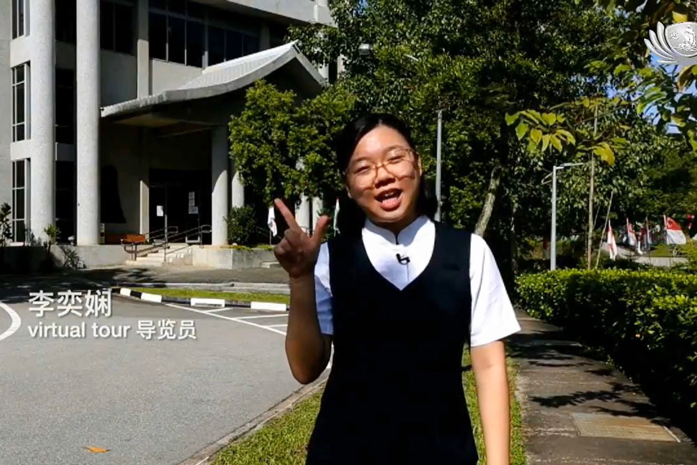 志工透过预录短片,跟随镜头的脚步走入静思堂,回到久违的“家”。(视频截图)